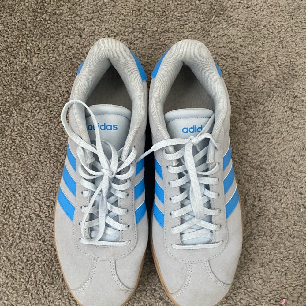 Adidas Light Gray and Sky Blue Sneakers, Sambas lookalike